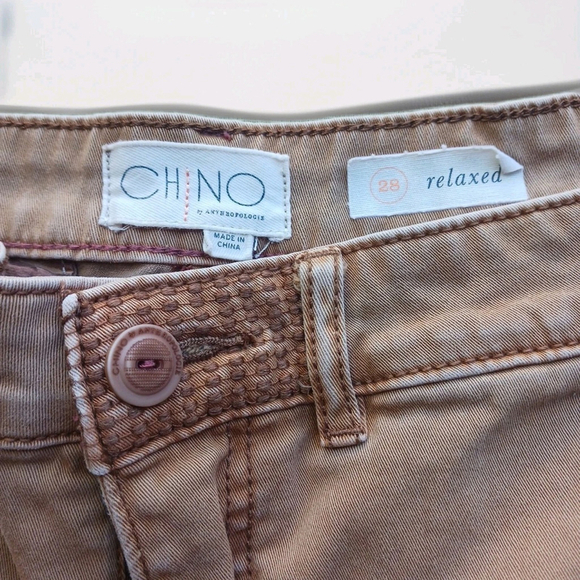 Anthropologie Chino Shorts Tan Women's Size 28 - Picture 2 of 3